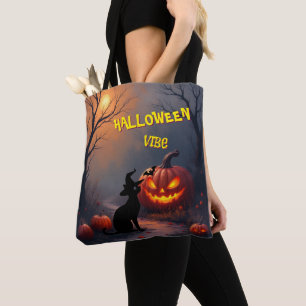 Grizzly Halloween Aanpasbare Kat en Pompoen Draagtas