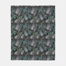 Grizzly Halloween Grim Reaper Grafstenen Patroon Fleece Deken