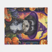 Grizzly Havanese Hond Halloween Heks en Pompoen Fleece Deken (Voorkant (Horizontaal))