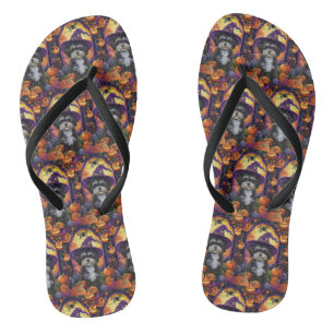 Grizzly Havanese Hond Halloween Heks en Pompoen Teenslippers