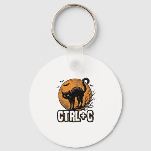 Grizzly Kat CTRL C Vintage Halloween Vector Ontwer Sleutelhanger
