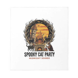 Grizzly Kat Feestje Vintage Gravure Halloween T-sh Notitieblok