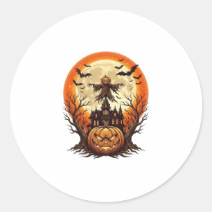 Grizzly Pompoen Vogelverschrikker Geheime Huis Vol Ronde Sticker
