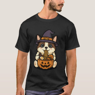Grizzly Ragdoll Kat Pompoen Japanse Ramen Noedels T-shirt