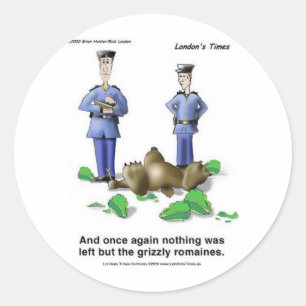 Grizzly Romaines Beer/Sla Cartoon Cadeaus & T-shir Ronde Sticker