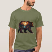 Grizzly silhouet tegen bergen t-shirt (Voorkant)
