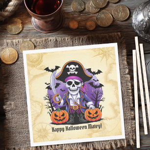 Grizzly Skeletpiraten Halloween Servet