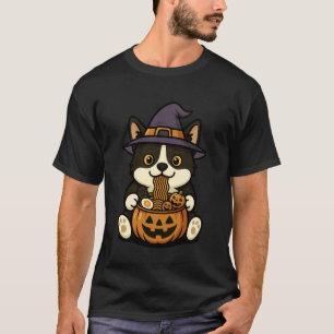 Grizzly Tuxedo Kat Pompoen Japanse Ramen Noedels T-shirt