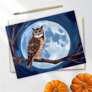 Grizzly Uil Volle Maan Halloween Feestdagenkaart