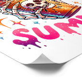 Grizzly Zomer Skelet Koffie Zomer Vakantie Fami Poster (Hoek)