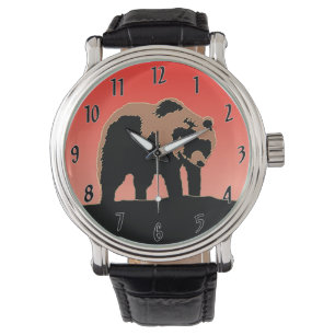Grizzlybeer bij zonsondergang - Originele natuurku Horloge