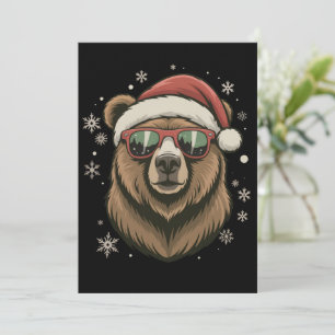 Grizzlybeer Kerstman Hoed Grappig Schattig Dierenl Kaart