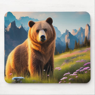 Grizzlybeer op berghelling  muismat