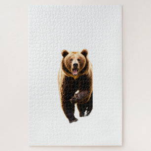 Grizzlybeer valt een man van achteren aan in 8k legpuzzel