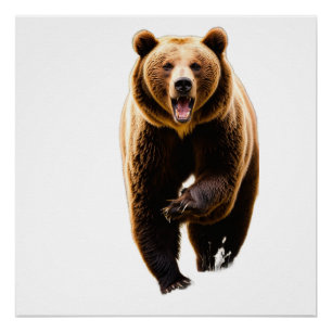 Grizzlybeer valt een man van achteren aan in 8k perfect poster
