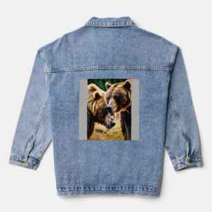 Grizzlybeer vs Stier Showdown – Realistisch hoog d Denim Jacket