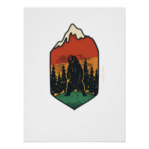 Grizzlybeer wanddecoratie   Rustieke wildernis dec Perfect Poster