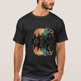 Grizzlybeer waterreflectie wildlife vintage t-shirt