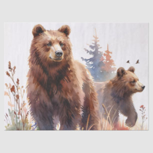 Grizzlyberen Aquarel Bossen Tissuepapier