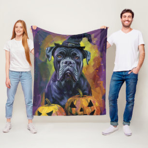Grizzlyke Bullmastiff Hond Halloween Heks en Pompo Fleece Deken