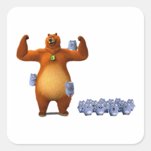 Grizzy en lemming vierkante sticker (Voorkant)