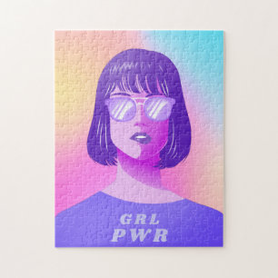 GRL Power Typography & Girl Feminist Paars Hair Legpuzzel