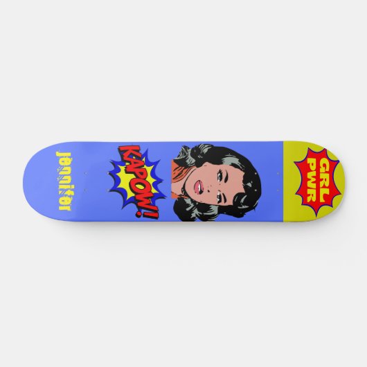 GRL PWR Pop Art — Kool retro Skateboard (Horizontaal)