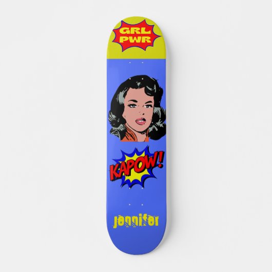 GRL PWR Pop Art — Kool retro Skateboard (Voorkant)