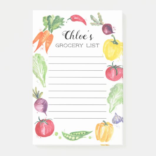 Groceringslijst van groenten en fruit, vers Waterv Post-it® Notes (Voorkant)