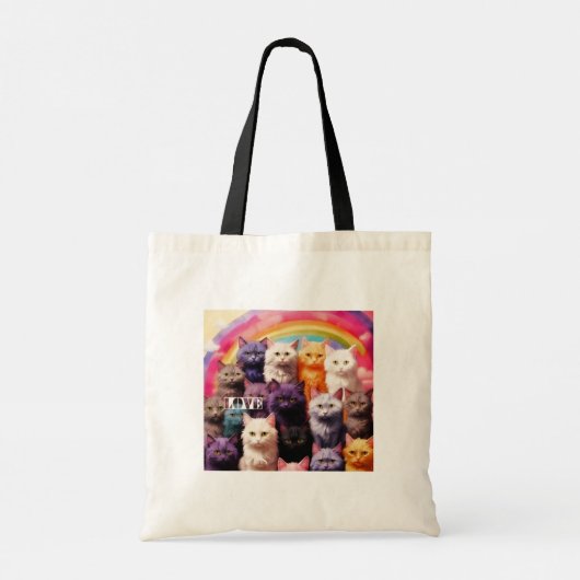 Grocery Bag with Cat Illustration Tote Bag (Achterkant)