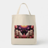 Grocery Bag with Cat Illustration Tote Bag (Achterkant)