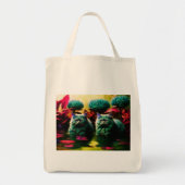 Grocery Bag with Cat Illustration Tote Bag (Voorkant)