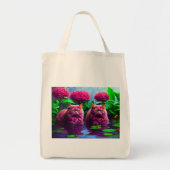 Grocery Bag with Cat Illustration Tote Bag (Voorkant)