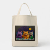 Grocery Bag with Cat Illustration Tote Bag (Achterkant)