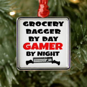 Grocery Bagger houdt van videospelletjes spelen Metalen Ornament
