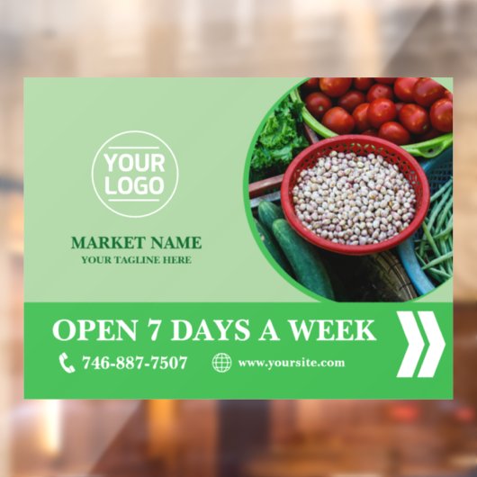 Grocery Market Custom Window Cling Raamsticker (Vel 2)