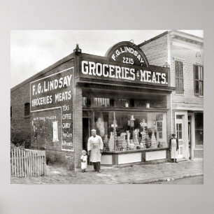 Grocery & Meat Market, 1916.  foto Poster