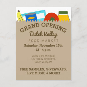 Grocery Store Food Market Grand Opening Briefkaart