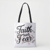 Grocery Tote Bag with Bible Faith Over Fear Floral (Devant)