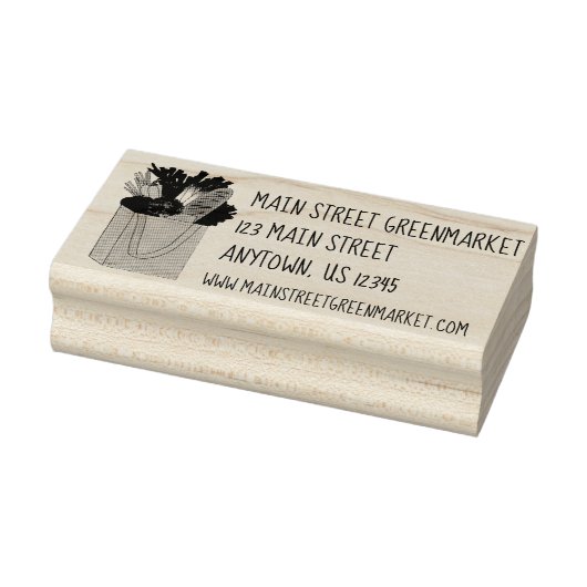 Groederij op de markt van boerenboeren 	rubberstempel (Stempel)