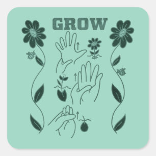 Groei - ASL Design Vierkante Sticker