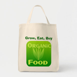 Groei, eet, koop biologische voedselzak tote bag