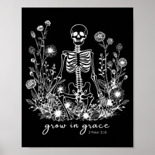 Groei in genade bloemenskelet christelijke religie poster