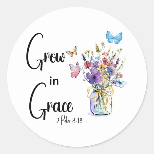 Groei in Grace Ronde Sticker (Voorkant)