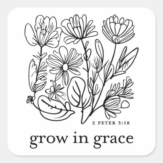 Groei in Grace Vierkante Sticker (Voorkant)