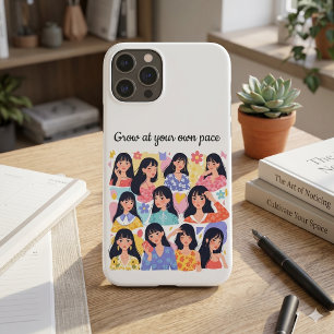 Groei in je eigen tempo Bloemen Vrouwen Portret Sw iPhone 11 Pro Hoesje