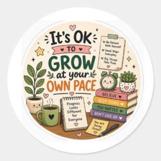 Groei in je eigen tempo Leuk Motiverend Sticker – 