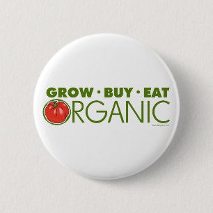 Groei, koop, eet organisch ronde button 5,7 cm