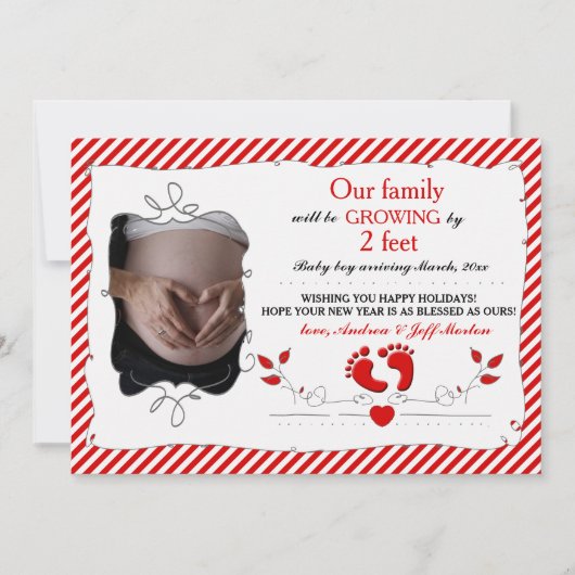 Groei met 2 Feet Holiday Zwangerschap Aankondiging (Voorkant)
