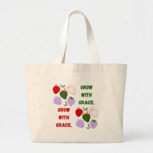 : 'Groei met gratie' Aardbei esthetiek Grote Tote Bag